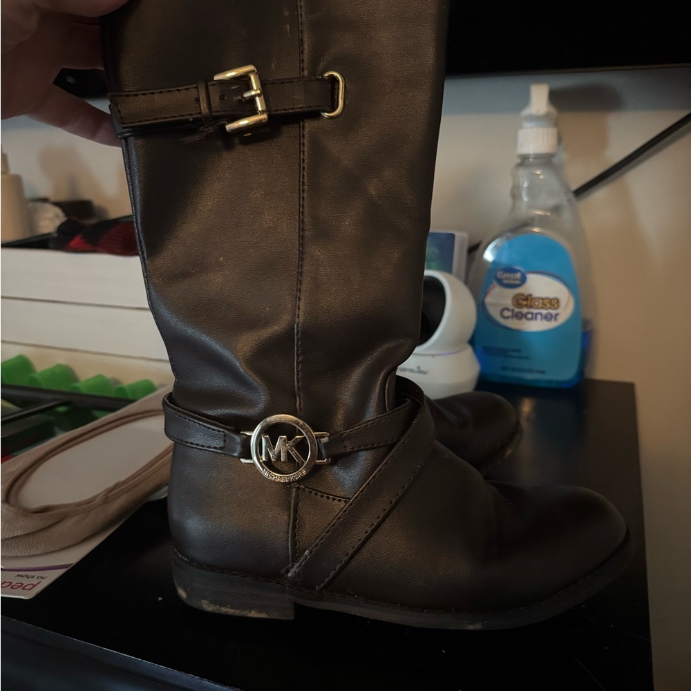 Michael Kors Dark Brown Boots with Gold Buckles